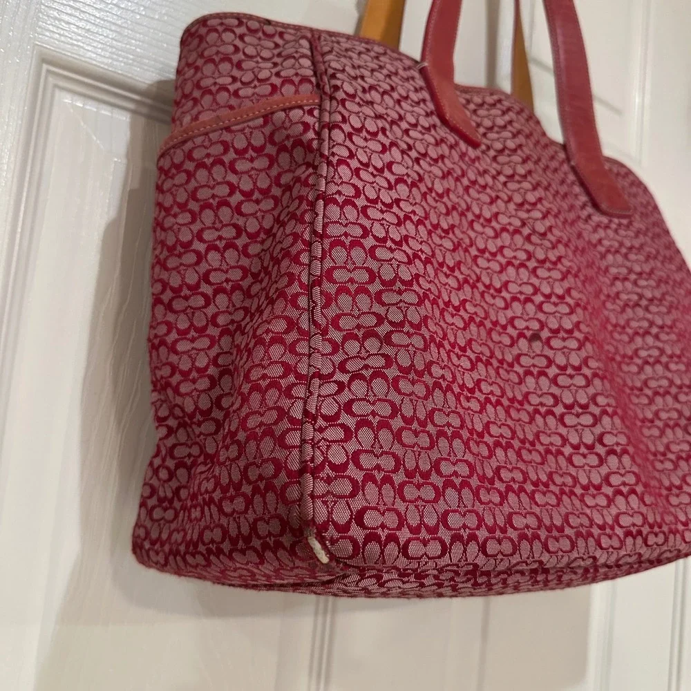 Coach Red diaper bag Leather Trim Tote
